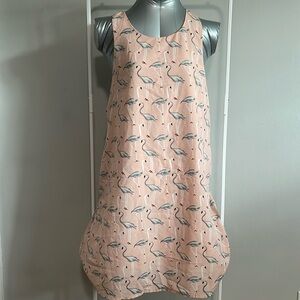 Light pink with flamingo and flutter detail dress